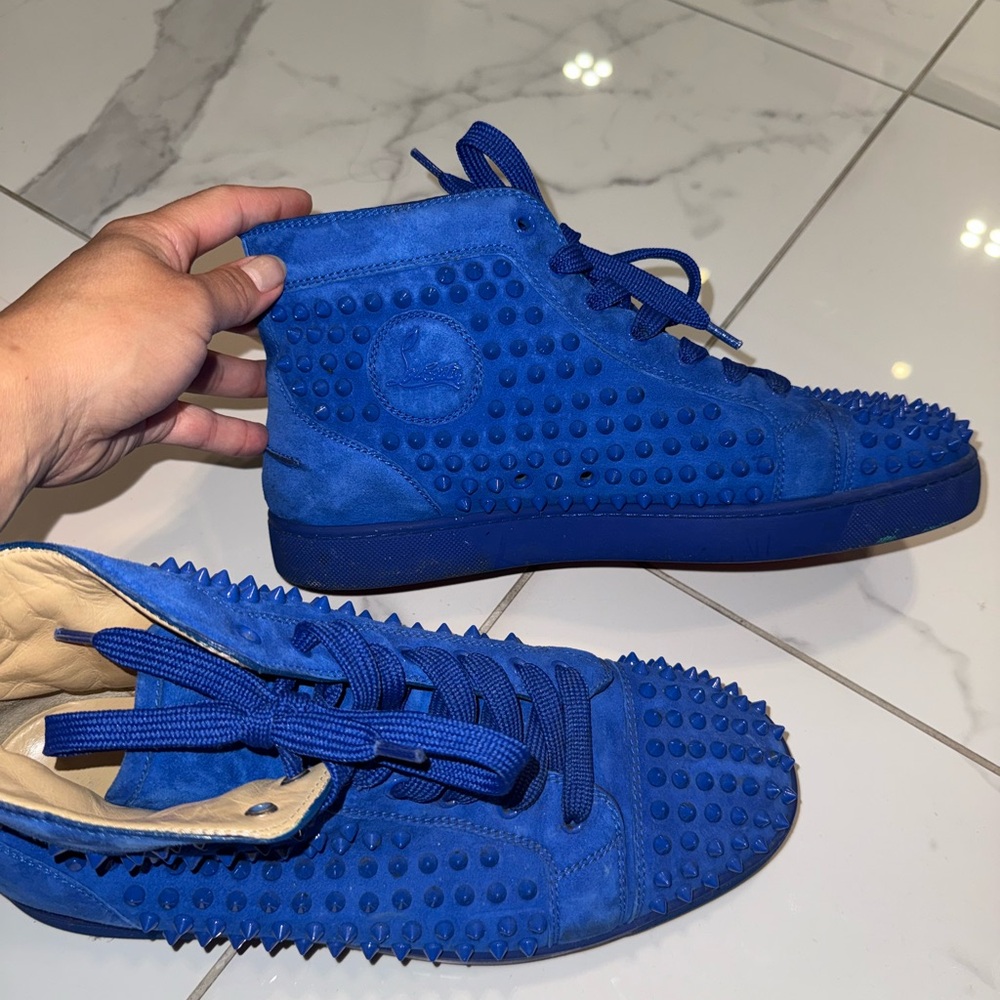 Christian Louboutin Royal Blue Spiked Sneakers